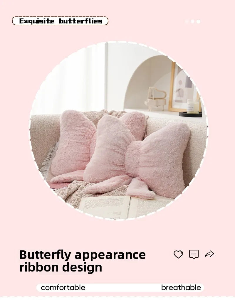 Pink Bow Ribbon Cushion